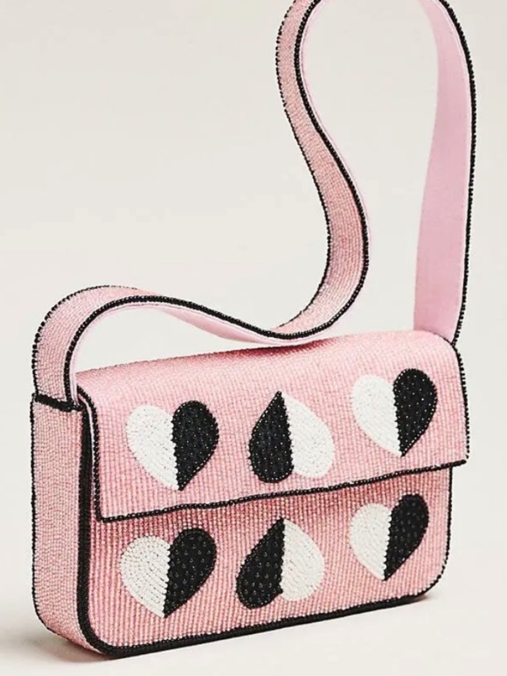 NWT $98 Anthropologie The Fiona Beaded Icon Bag - Hearts